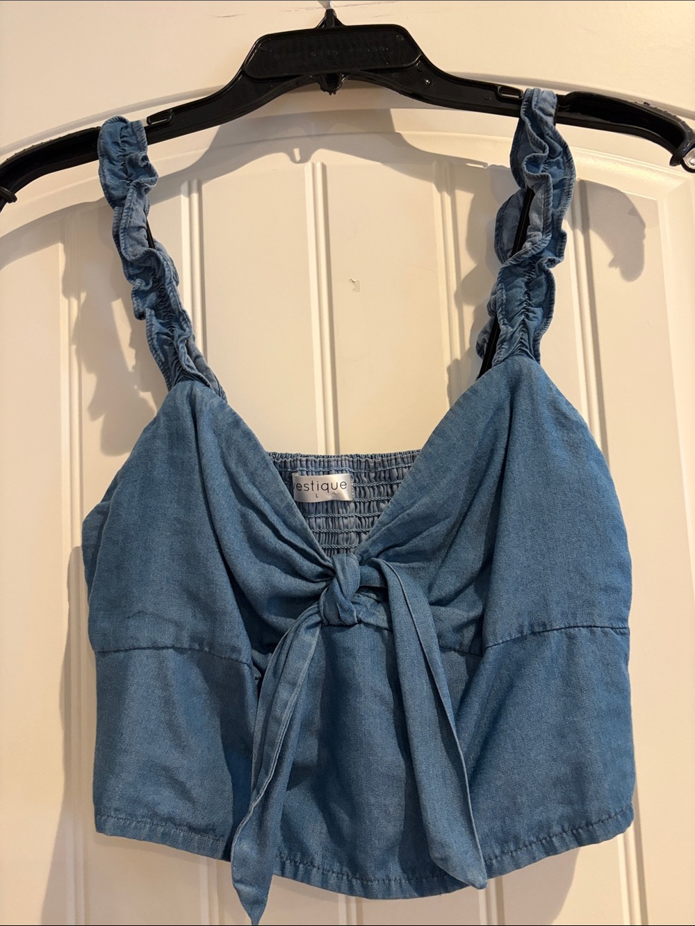Vestique “Bow Down Top” Light Blue Tie-Front Top